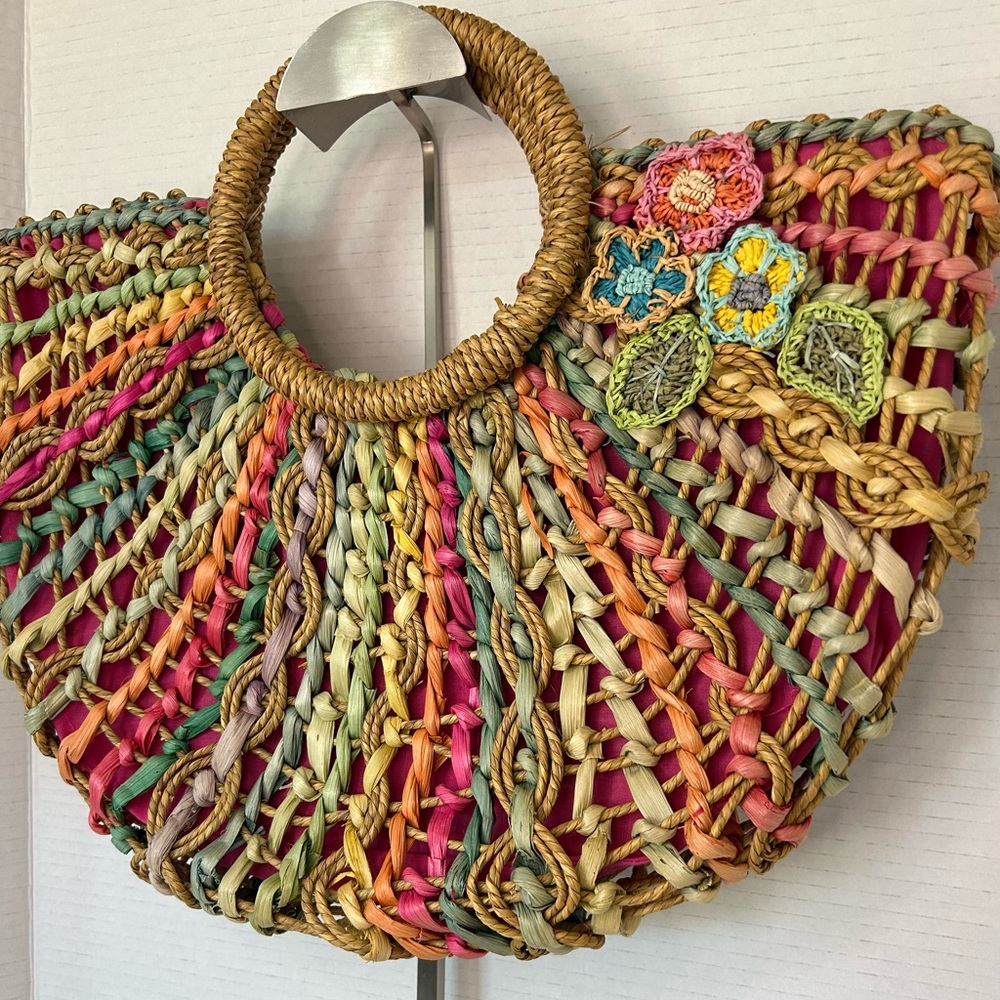 Cappelli Colorful Woven Women's pink lined Bag